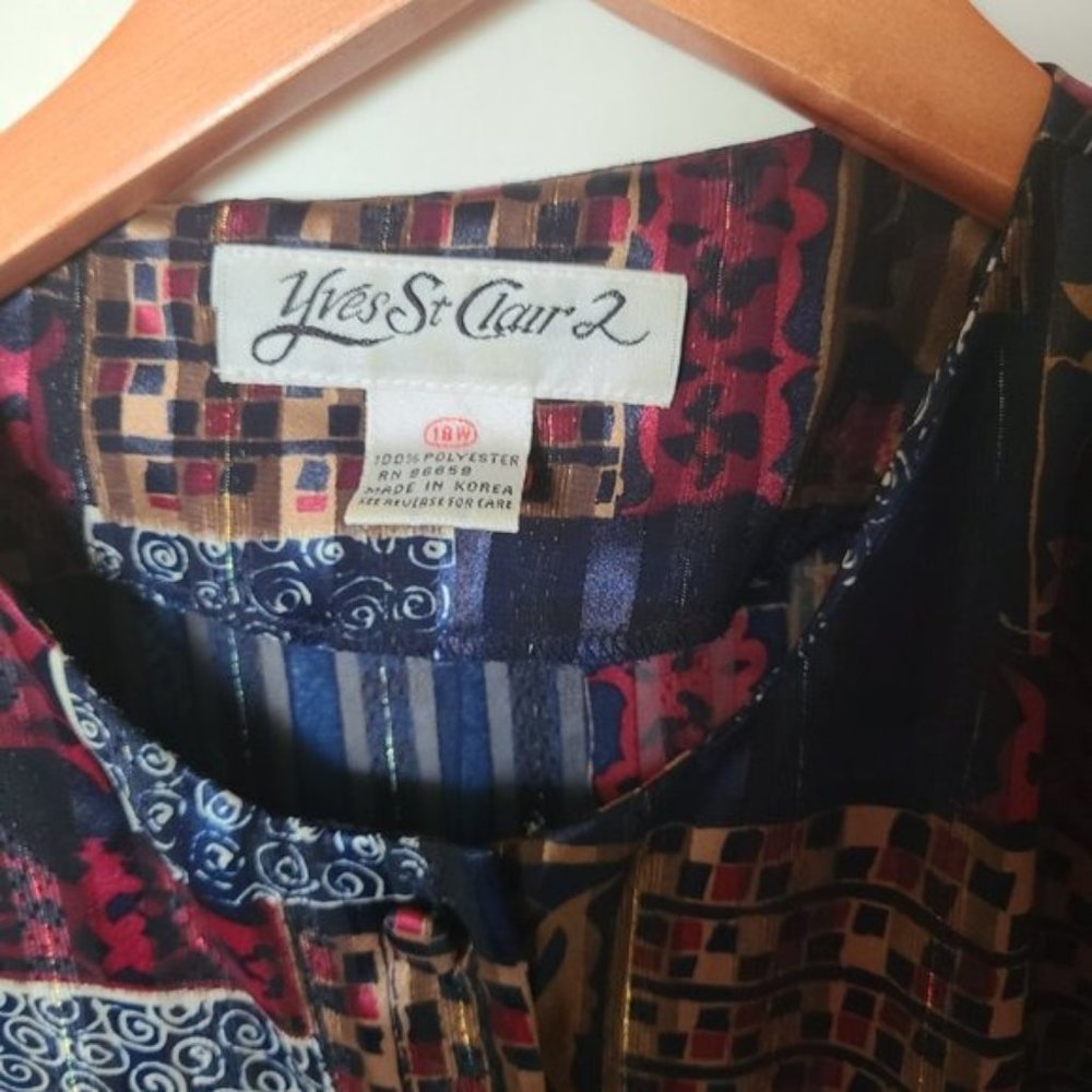 Yves St. Clair 2 Vintage Blouse 18W Striped Button - Picture 10 of 11